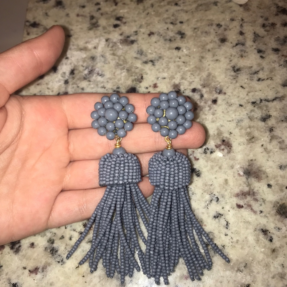 grey tassel earrings